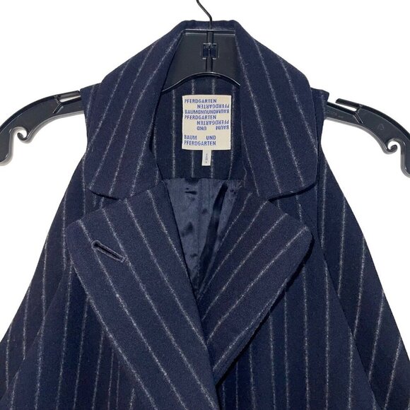 Baum Und Pferdgarten Womens Coat Size Small Blue Pinstripe Pockets Darla Wool - Picture 5 of 10